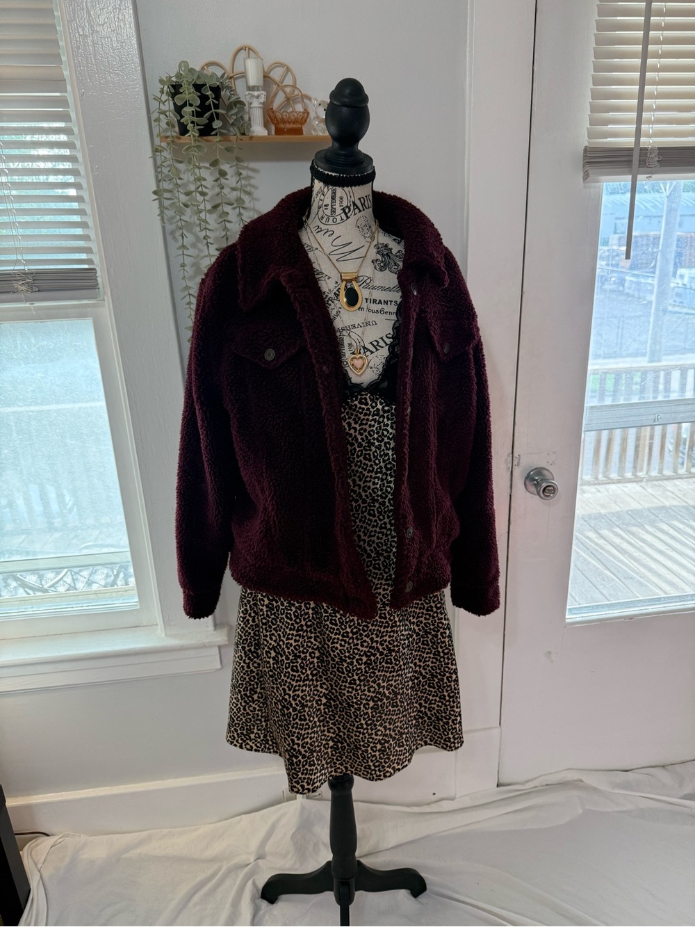 Wild Fable burgundy teddy jacket size M